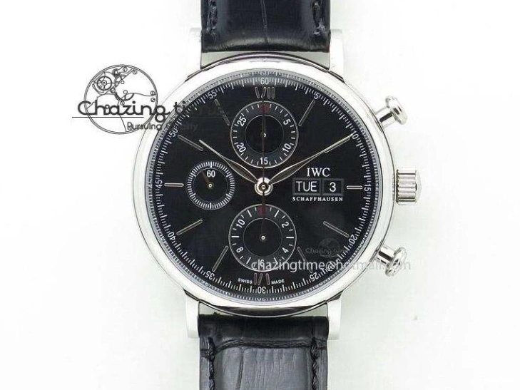 MIROTIME 0518 Portofino Chrono RG Black Dial on Black Leather Strap A HighPerformance 7389